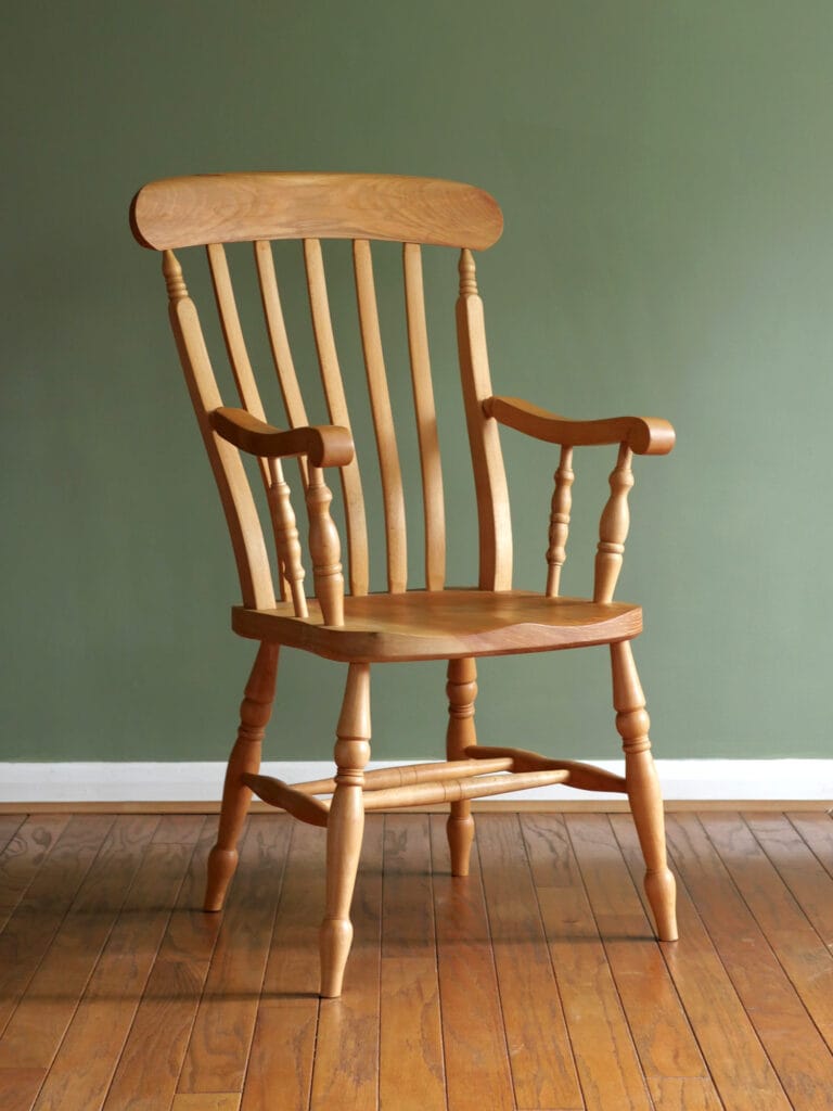 Handmade English lath back Windsor chair by Somerset chairmaker Alex Ward.