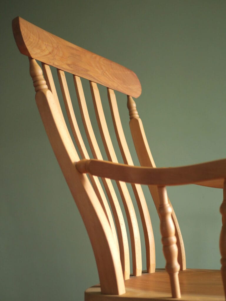 Handmade English lath back Windsor chair in beech with ash seat.