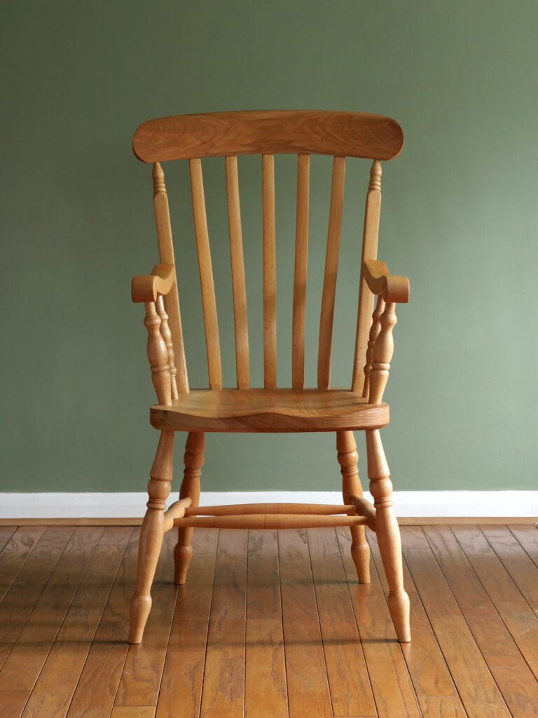 Handmade English lath back Windsor chair in beech with ash seat.