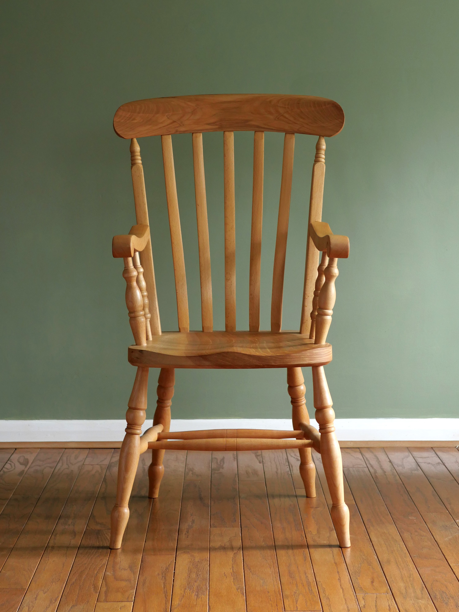 Handmade English lath back Windsor chair in beech with ash seat.